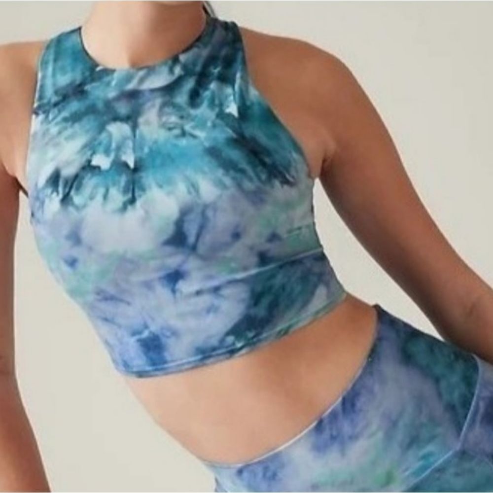 Athleta Blue Green Tie-Dye Sports Bra